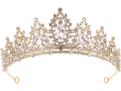 Corona De Cabello Doradoe En Strass Pour Mujers Y Filles, Serrage-tête Scintillante Légère,