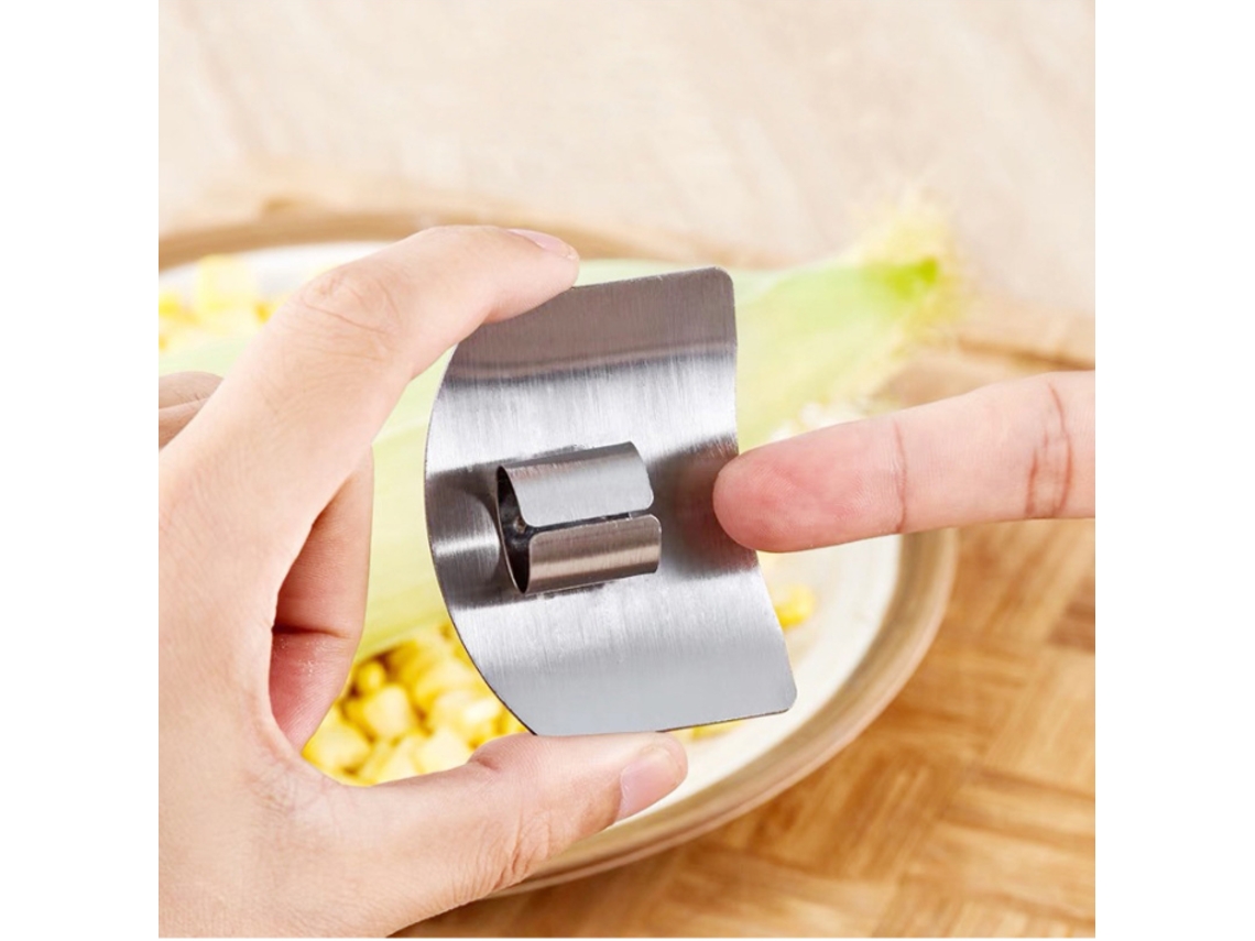 Protectores de dedos de acero inoxidable para cortar verduras, frutas y carnes. Herramienta de cocina segura.