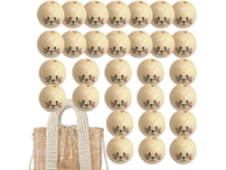 Cuentas Redondas Sonrientes - Hechas De Madera | Natural, Cabeza De Gato, Pulseras, Color