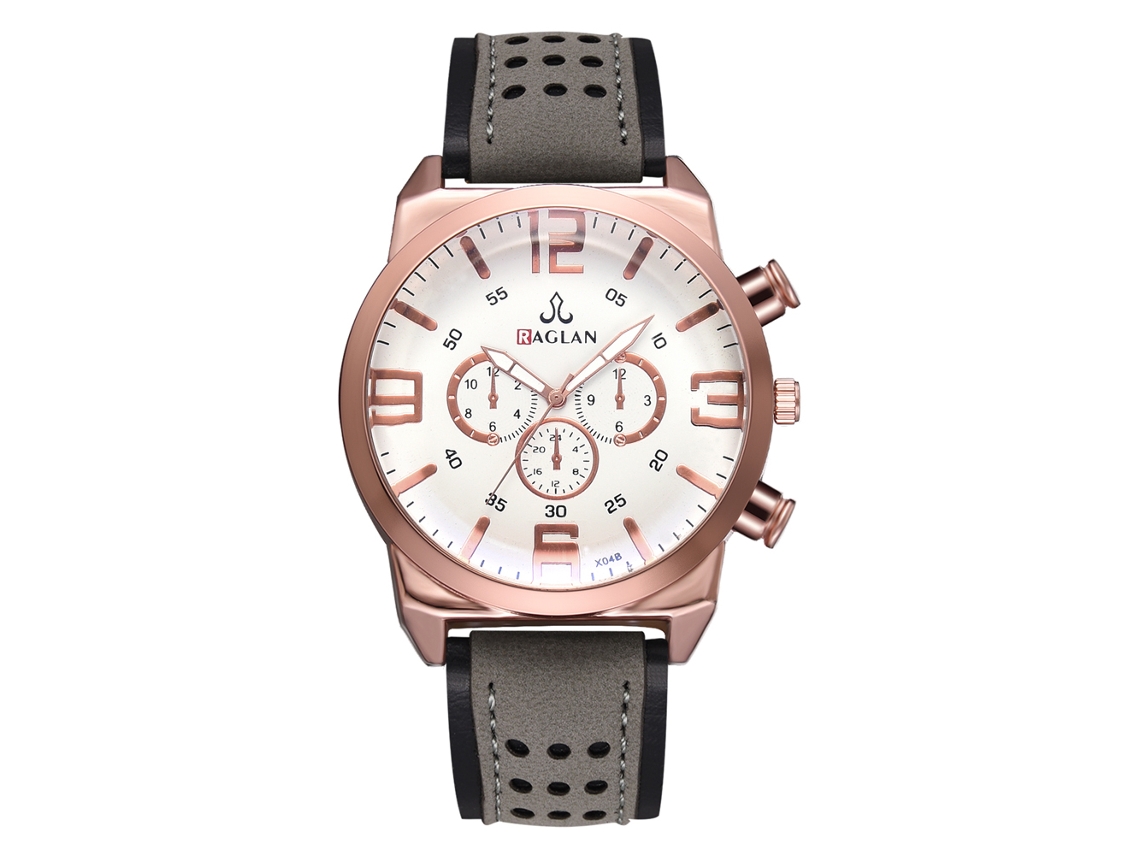 Reloj De Cuarzo Clásico De Moda Con Dial Redondo Y Correa De Cuero Pu (gris)
