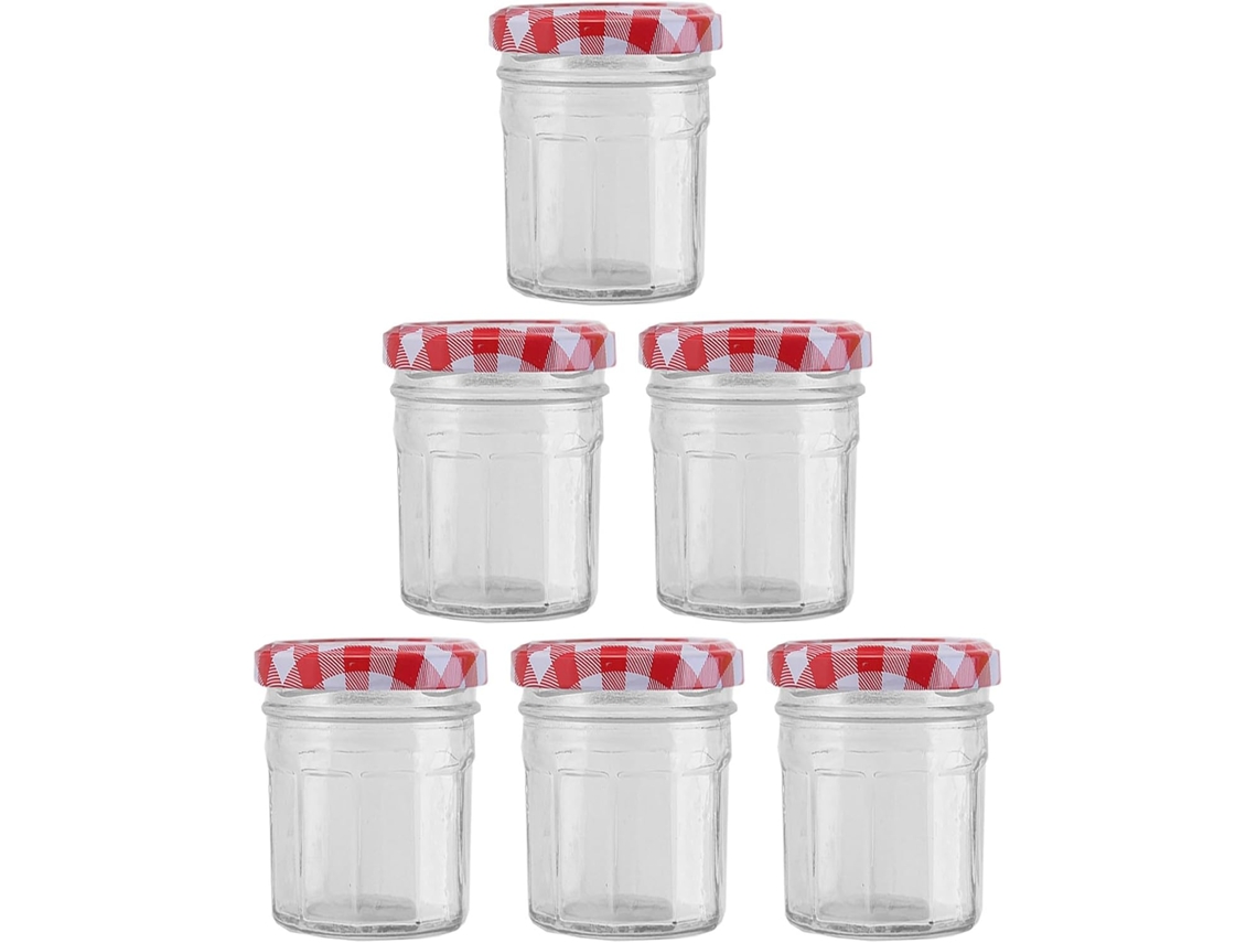 Juego De 6 Tarros De Cristal Redondos Para Miel, 200 Ml, Con Tapas Herméticas.