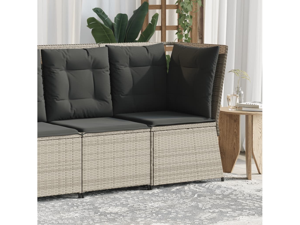 Sofá Esquinero De Jardín | Sofá De Exterior Con Cojines Ratán Sintético Gris Claro Wsd850531