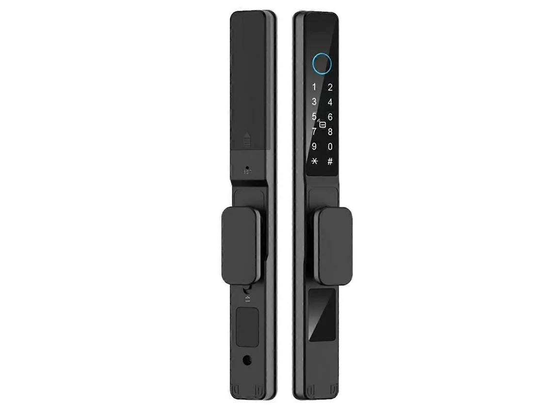 Tuya Wifi App Datado de Porta de Alumínio Inteligente Prova D'água com Gancho Duplo, Datado de Impressão Digital com Senha para Porta Slizan wer