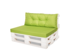 Cojín para palets, Asiento 120x60 y Respaldo 120x50cm Color Lima- Cojín para palets europa, cojín sofá para palets jardín