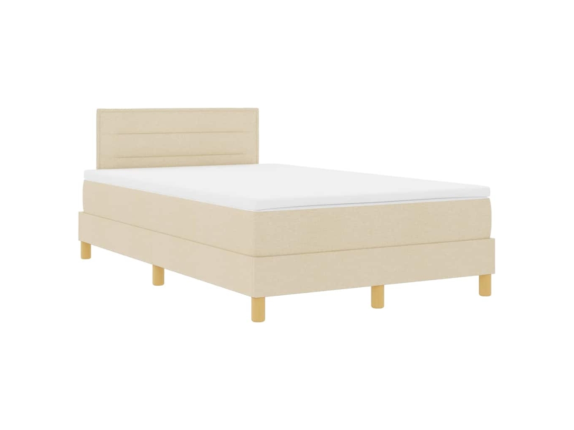 Maison Exclusive - Cama Box Spring Led Con Colchón Con Led Crema 120 X 200 Cm Tela