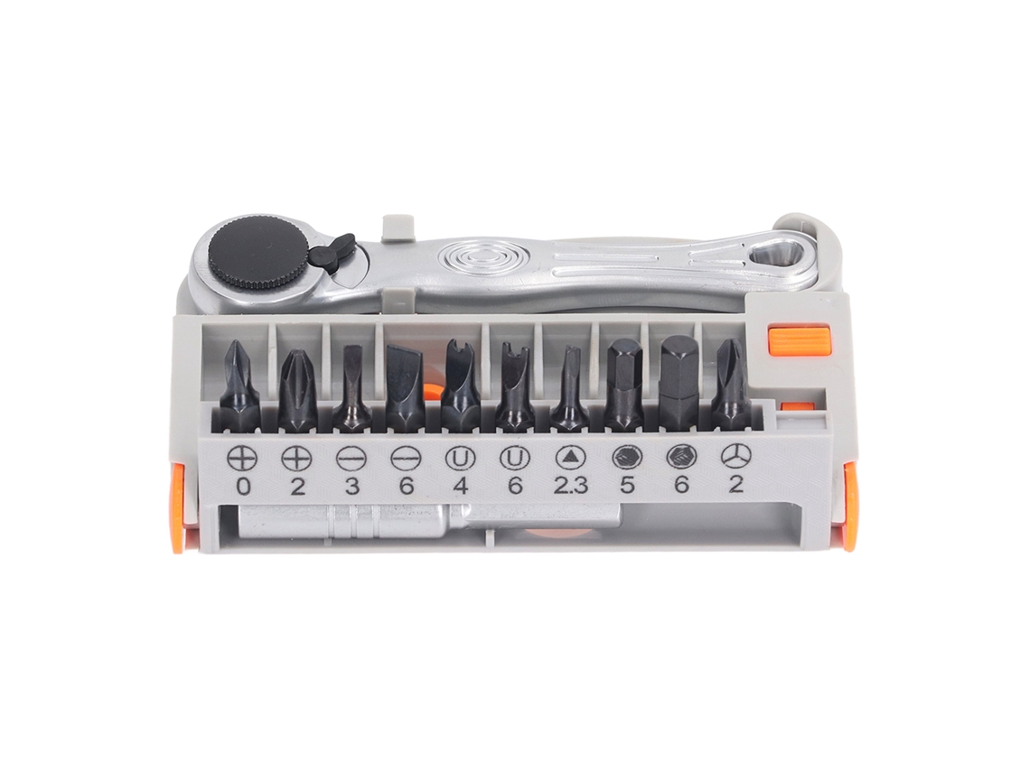 Chave de Rosca com Pente 12pcs Aço Cromo vanádio com Ejeção Automática Ponta Fenda Cruzada