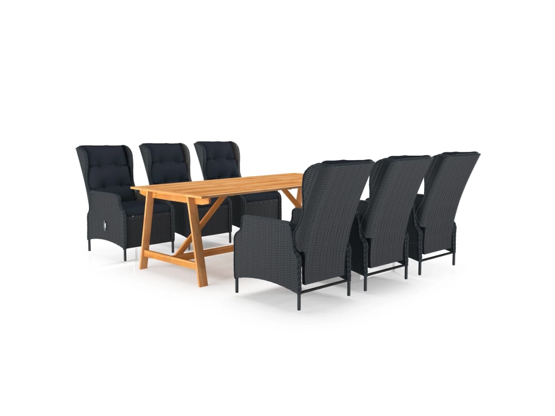 Juego de comedor de jardín de 7 piezas DKD Home Decor en gris oscuro