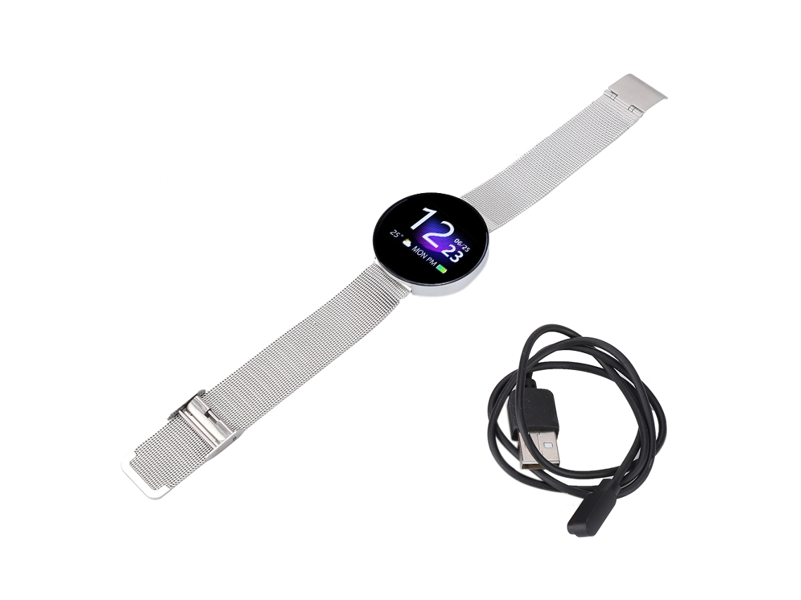 Pulsera Inteligente Resistente Al Agua, Monitor De Frecuencia Cardíaca Para Fitness, Correa De Acero Plateado