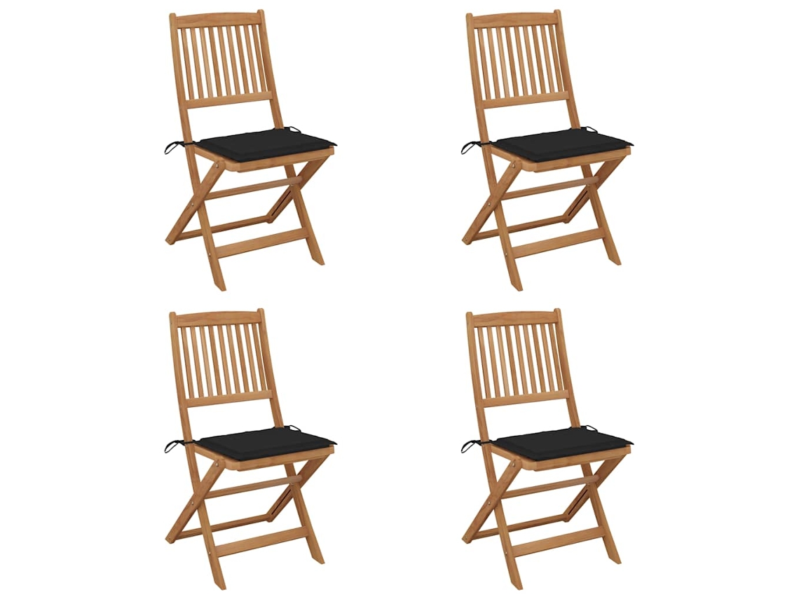 Sillas de jardín plegables de 4 piezas con cojines DKD Home Decor