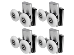 4 Ruedas De Puerta De Ducha 23mm Rodillos De Acero Inoxidable Y Nylon Para Deslizamiento Plano Y Curvo Plata