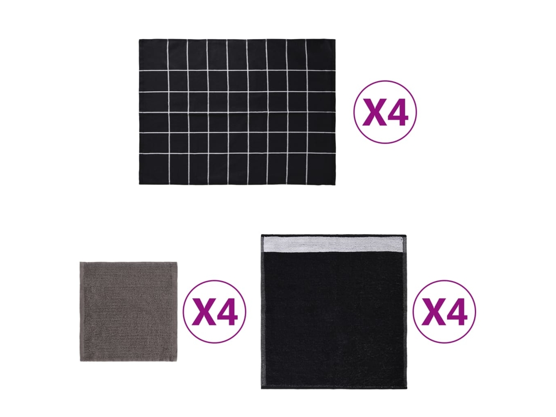 Conjunto De Paños De Cocina Lovely Home Negro - 12pcs (1)