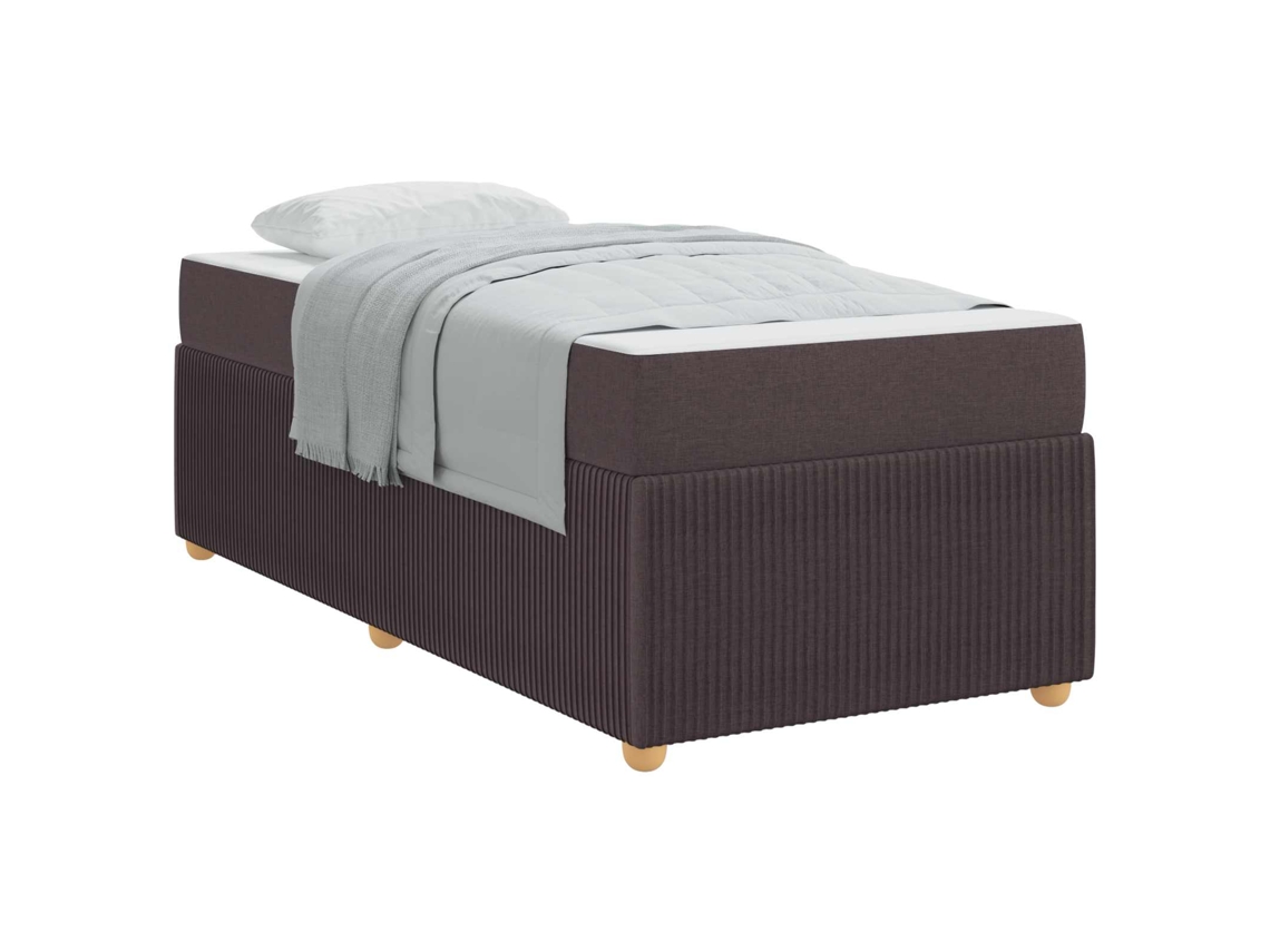Maison Exclusive - Estructura De Cama Con Colchón Marrón Oscuro 90 X 190 Cm Tela