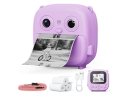 Cámara Polaroid morada con impresora para niños [Impresión instantánea + 48 MP + Juegos educativos]