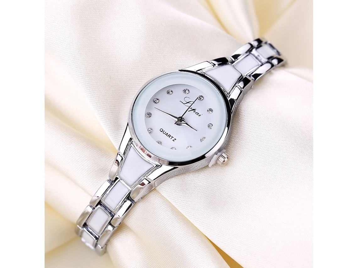 Reloj De Pulsera De Cuarzo Para Mujer Con Brazalete De Aleación Y Cristal, Estilo Elegante E Informal.