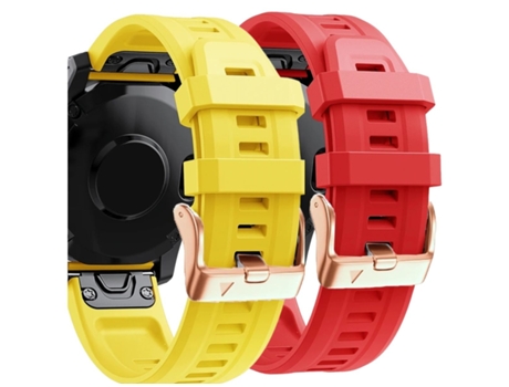 Correa Silicona Cierre Metálico para Garmin Fenix 5S Amarillo y Rojo Pack 2X VEANXIN