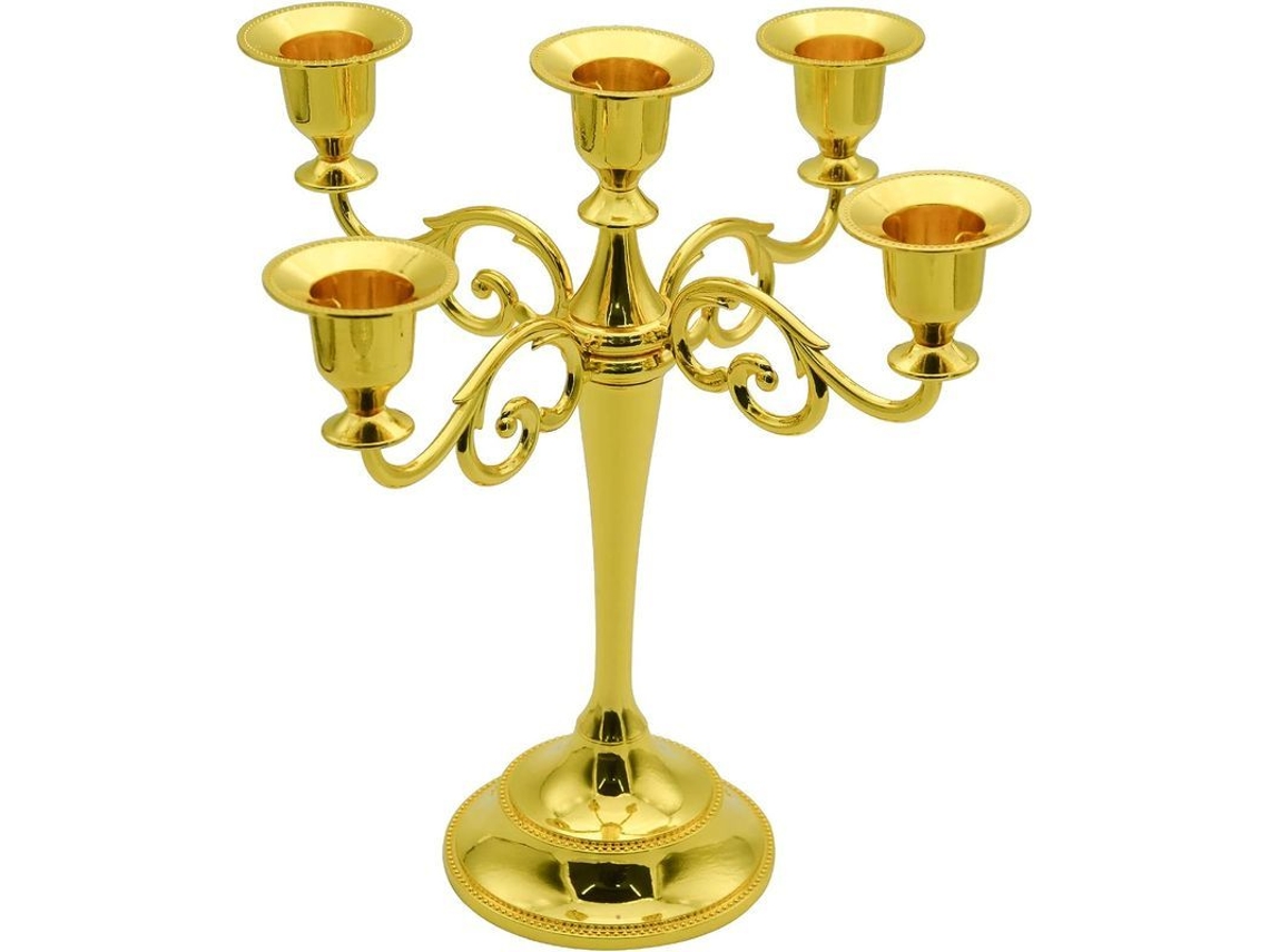 Candelabro Metálico Para 5 Velas, Soporte Alto Para Bodas Y Eventos.