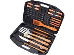 Kit de barbacoa ZYBLSSBB de 18 piezas, utensilios de acero inoxidable, pinzas, brochetas, espátula, cepillo.