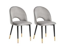 Conjunto com estofado aveludado BELIANI Magalia de Veludo Cinzento 47x45x84