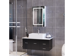 Mueble de baño con espejo e iluminación LED, 50 x 12,5 x 70 cm, 3 modos de iluminación, armario de pared, blanco Rosahqnda