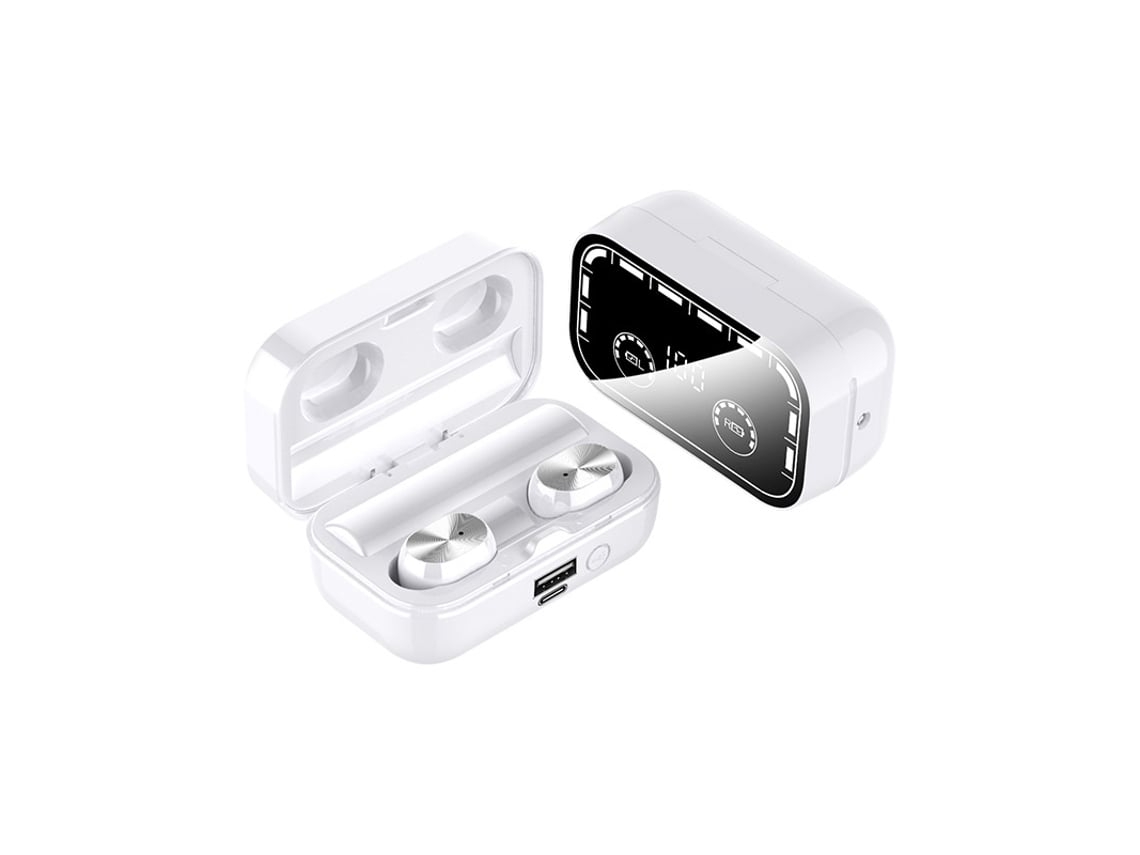 Auriculares YEMAESRE Intrauditivos Bluetooth Inalámbricos con Micrófono Incorporado en Caja de Carga Blanco