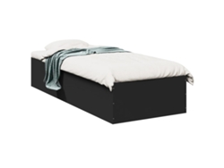 Estructura De Cama Madera De Ingeniería Negra 90x190 Cm
