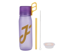 Kit Inicial De Agua Aromática Botella Con Pajita 1 Cápsula Sabor Té De Leche Sin Azúcar Taza Aromática 650ml Morado