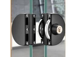 Cerradura De Puerta De Vidrio Inoxidable Sin Taladrar Para Puertas Deslizantes Dobles Central Negro