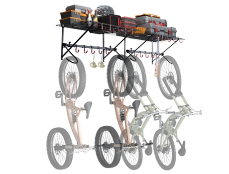 VEVOR Estante para almacenamiento de bicicletas, soporte de pared para garaje y 2 estantes para 4 bicicletas