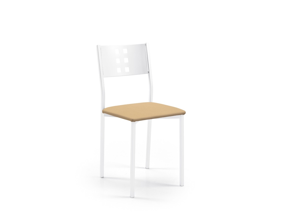 Cadeira de Cozinha Brancazamora 38x86x47cm Couro Sintético Creme FANMUEBLES