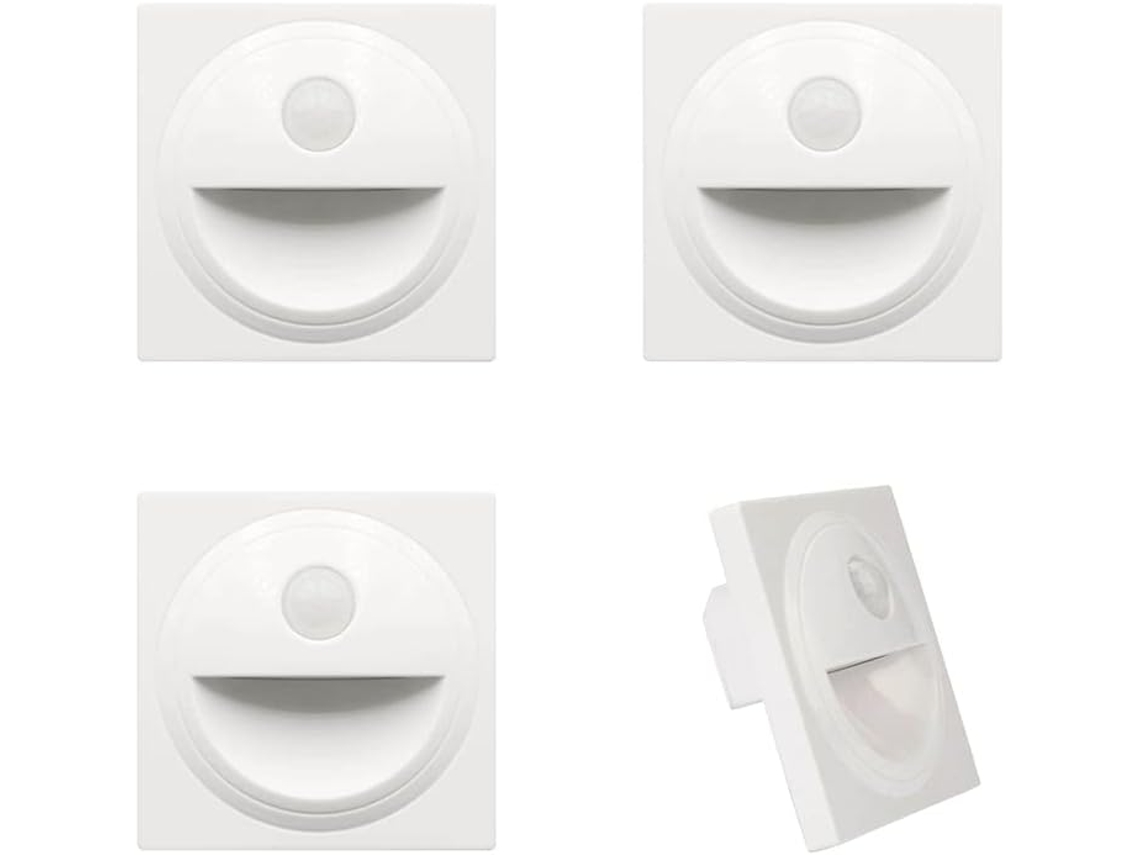 Lámpara LED empotrada de pared Arote para escaleras, con sensor de movimiento, de plástico, IP20 (blanco, 3000 K)