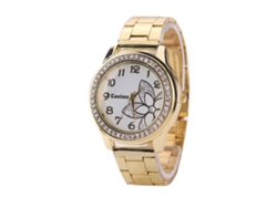 Reloj De Pulsera Casual De Moda Para Mujer Con Movimiento De Cuarzo Y Piedras De Circonita, Color Dorado.