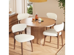 Sillas De Comedor 4 Unidades - De Madera Maciza, Cómodas Y Transpirables, Estilo Moderno, Chenilla - Beige Claro