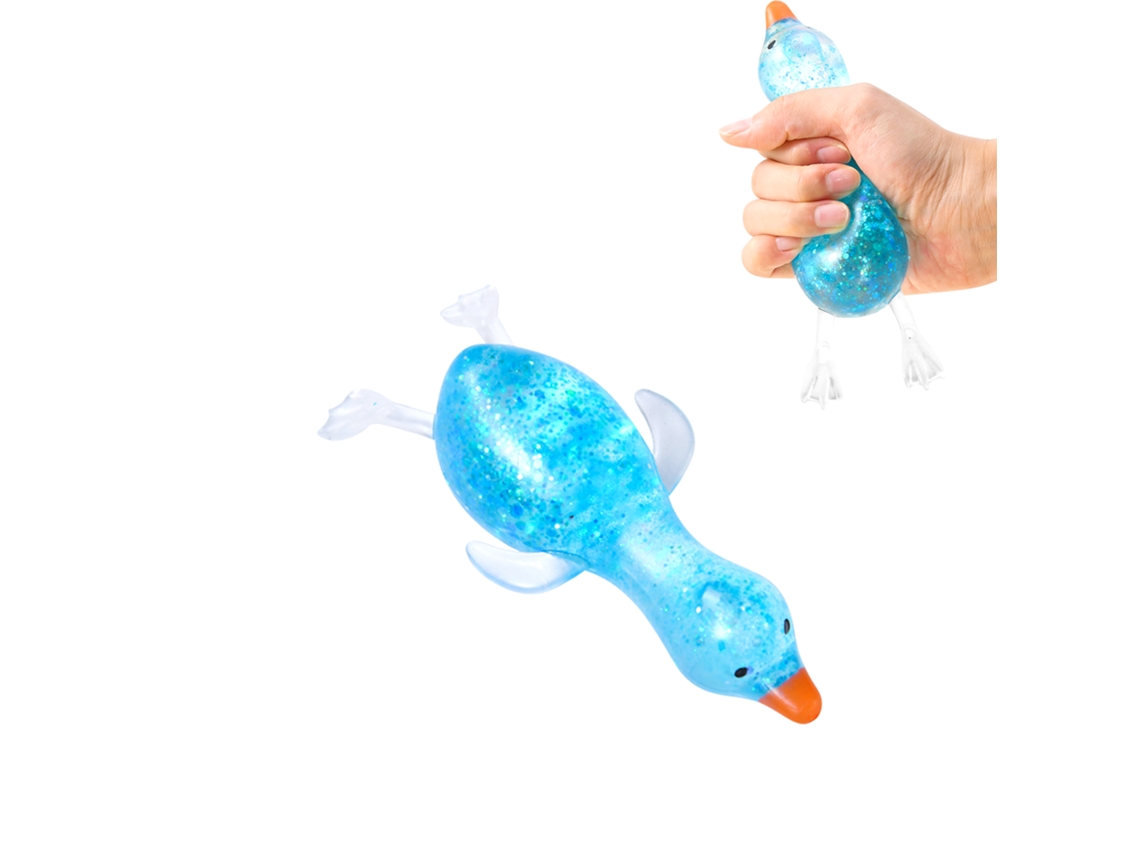 Juguete de goma para apretar con forma de pato azul