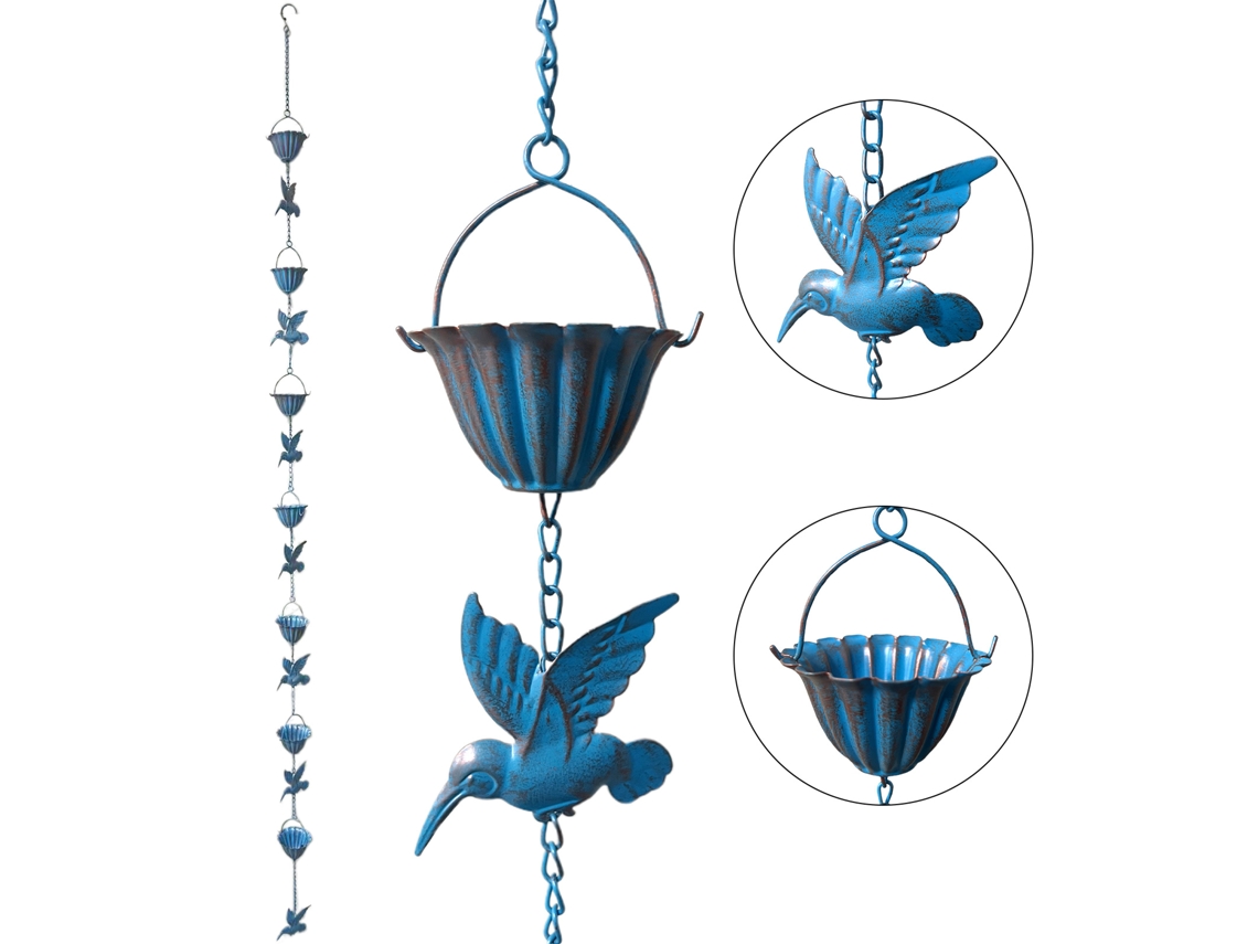 Guirnalda de luces con diseño de colibríes para exteriores, 2,4 m, decorativa.
