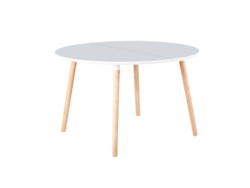 Mesa de Comedor ABECEDARIO Nordika (Blanco - DM y Madera - 100/140/180 x 75 x 100 cm)