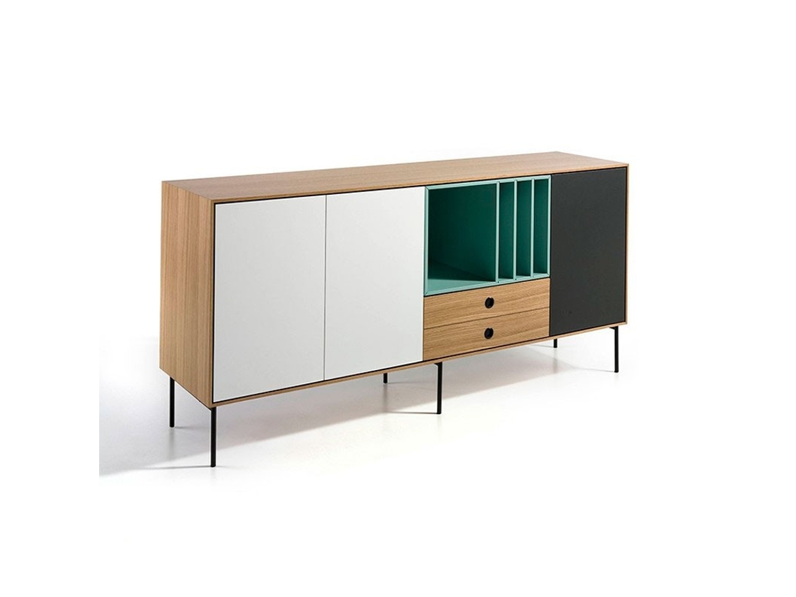 Aparador Madera Roble Like MOMMA HOME (Roble Y Blanco - Aglomerado -180x44x85 cm)