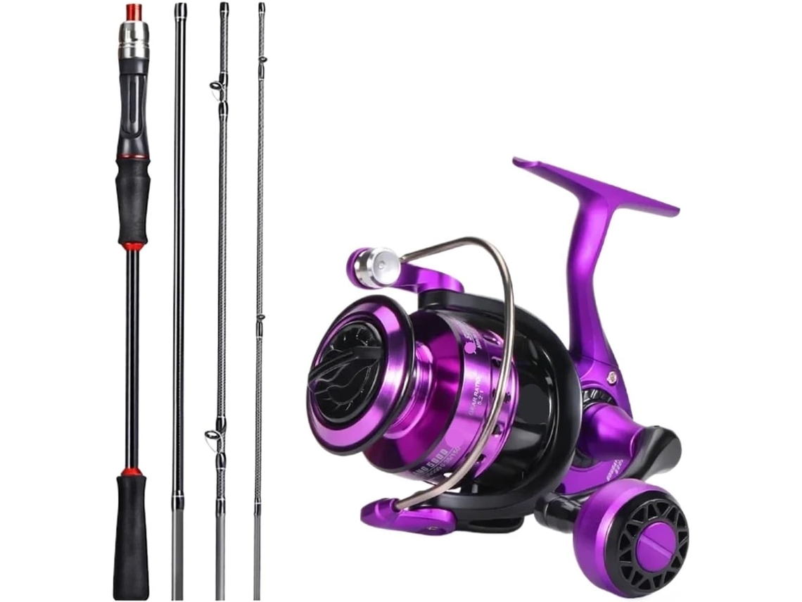 Caña Y Carrete De Spinning Fibra Carbono 1,8/2,1 M, Potencia Freno Máxima 8 Kg, Ideal Para La Pesca Lubina,...