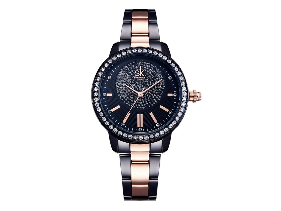 Reloj De Pulsera Para Mujer Con Diamantes De Imitación, Brazalete De Acero Inoxidable, Movimiento De Cuarzo, Color Negro.
