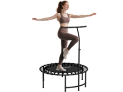 Cama elástica de rebote con asa ajustable, 5 niveles, para entrenamiento físico, color negro.
