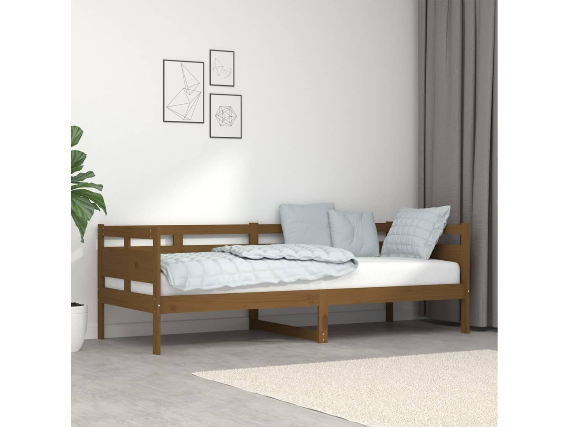 Sofá Cama Madera de Pino Macizo Marrón (80x200 cm)