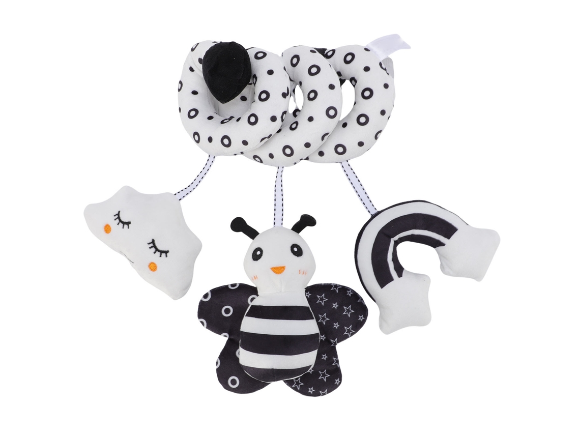Peluche En Espiral De Animales De Dibujos Animados En Blanco Y Negro Con Sonajero Para Cuna Y Coche.