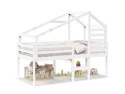 Cama Alta Con Techo 80x200 Cm Pino Macizo Blanco Dkd Home Decor