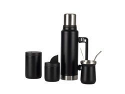 Termo EIFSON de 1200 ml, de acero inoxidable, con asa (negro).
