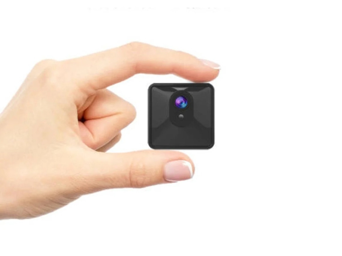 Minicámara portátil Bestvite con batería, detección de movimiento y visión nocturna, oculta para interiores (negra)