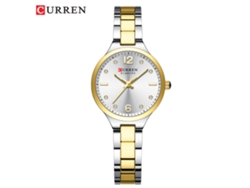 Reloj De Cuarzo Elegante Para Mujer (bicolor Blanco) Con Una Pequeña Esfera De Diseño Estilizado.