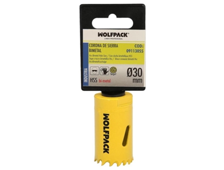 Corona Sierra Bimetal Ø 30 mm Templado Termico. Base Reforzada. Corona Madera. Broca Agujeros Madera. Acero. Hierro. Plasticos WOLFPACK LINEA PROFE...