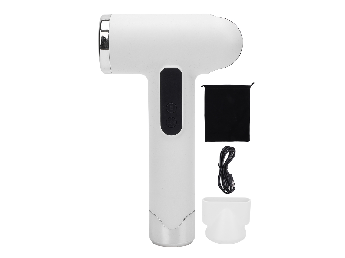 Secador De Pelo Inalámbrico Recargable Por Usb, 100000 Rpm, Portátil, 200 W, Blanco, Ideal Para Viajes Y El Hogar.