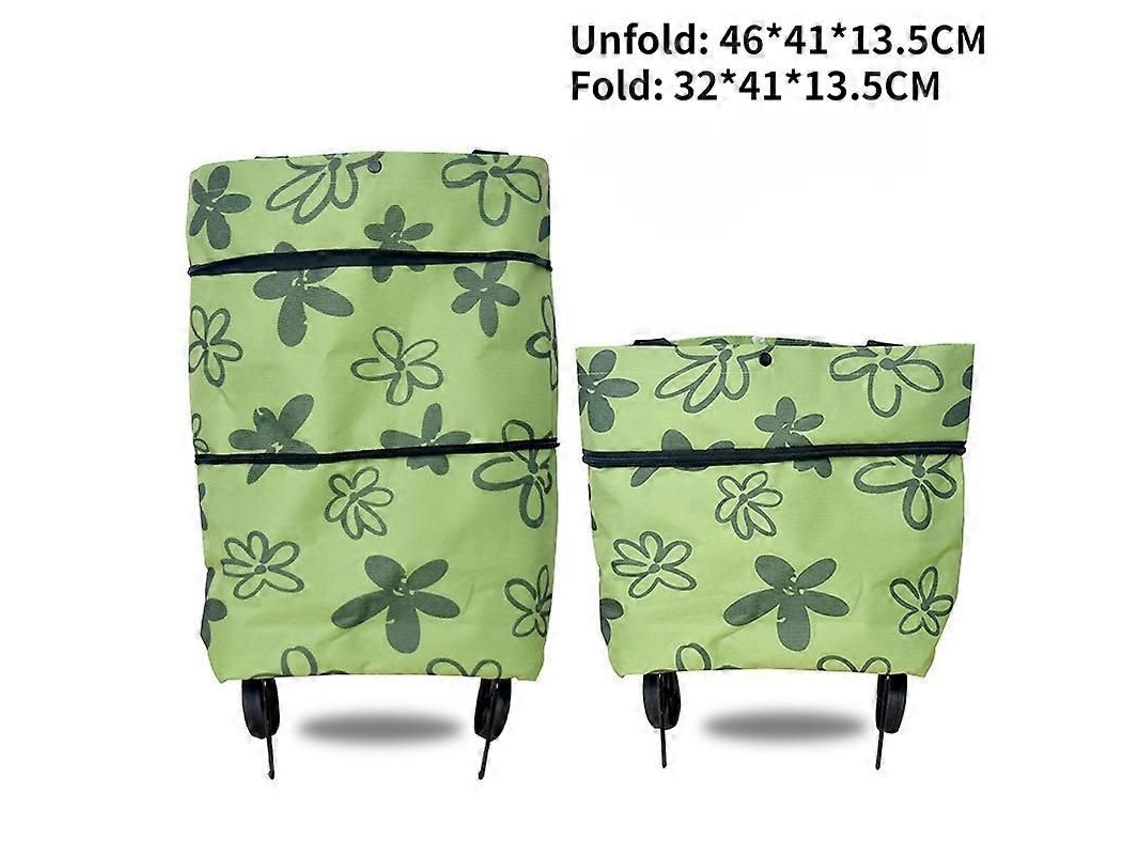 Carrito de compra pequeño y portátil con ruedas, organizador de alimentos y bolsa plegable para comprar verduras.