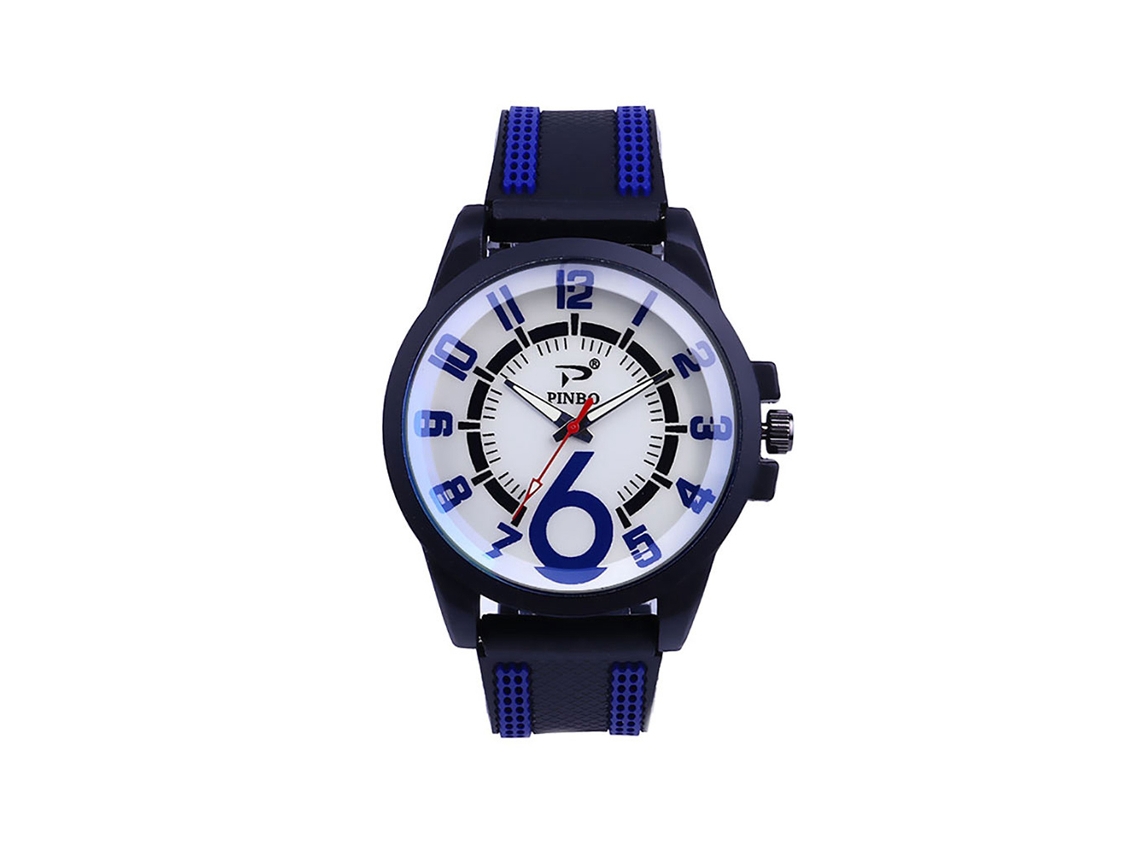 Reloj Deportivo Para Hombre P02-6 Con Correa De Silicona Azul Y Movimiento De Cuarzo.