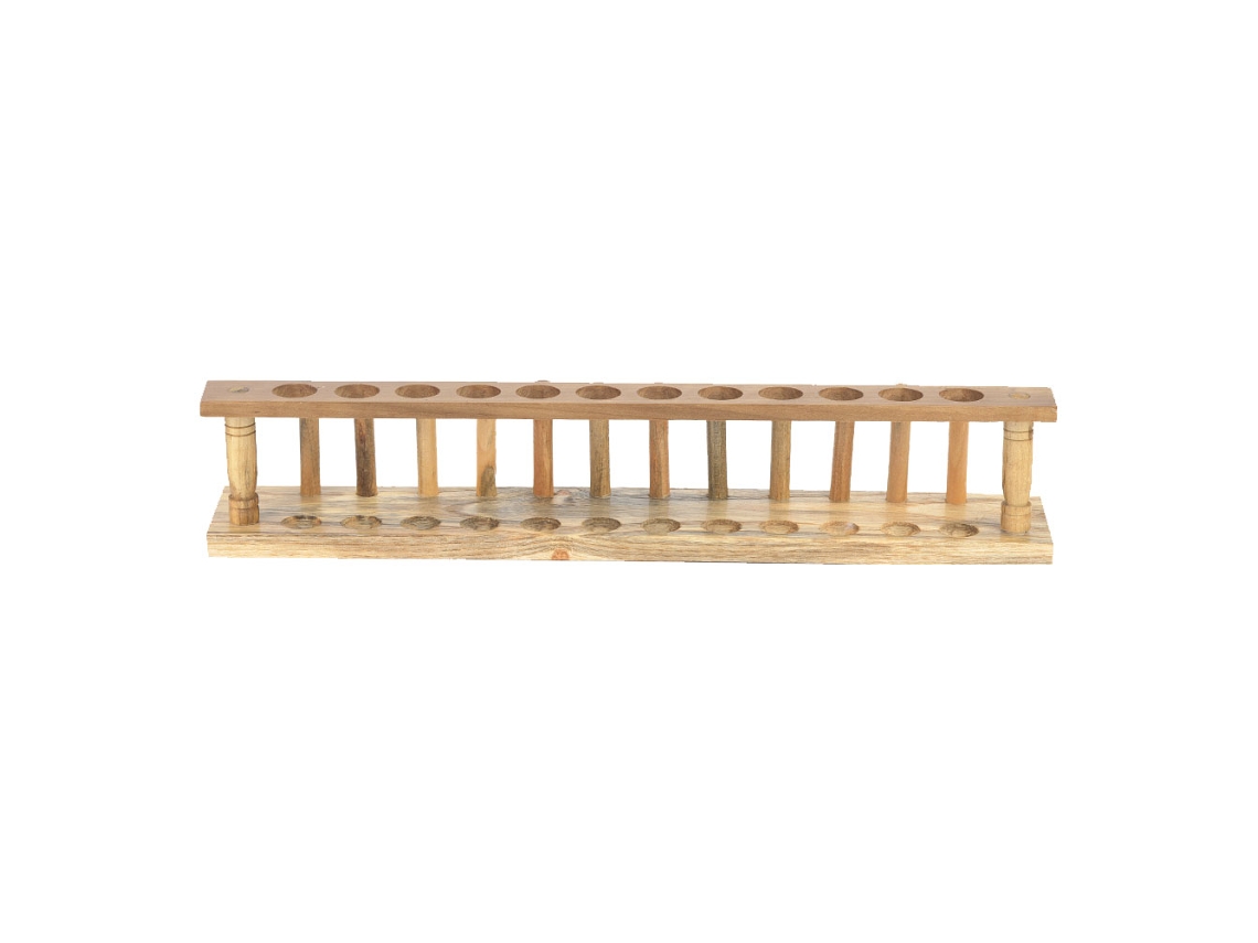 Soporte De Madera Resistente Para Tubos De Ensayo Con 12 Orificios Para Laboratorio Químico.